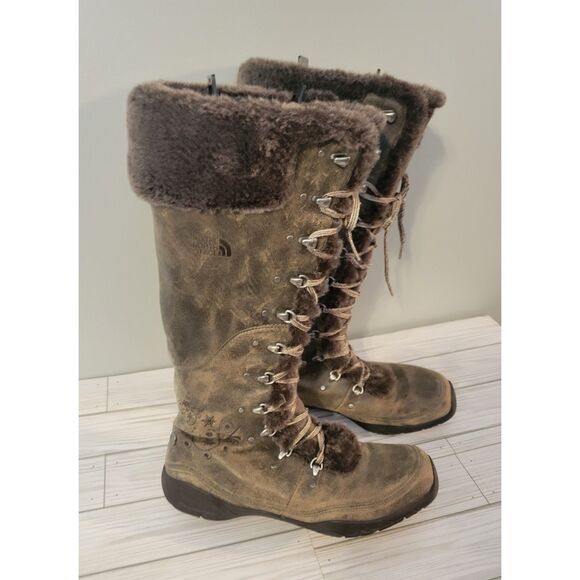 THE NORTH FACE Adrianne Primaloft 200 Gram Faux Fur Lace Up Boot Size 10 - Picture 1 of 8